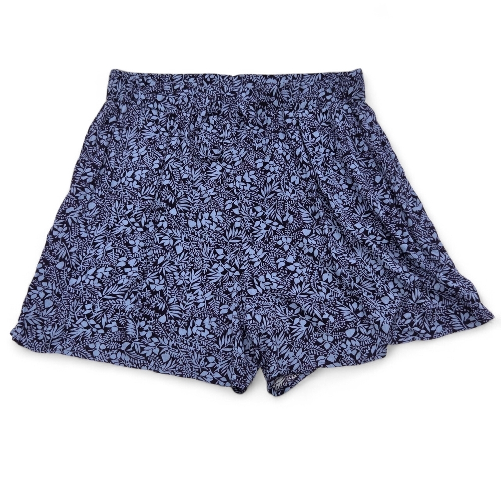NWT Blue Botanical Floral Rayon Shorts | Boho Drawstring Summer Essentials